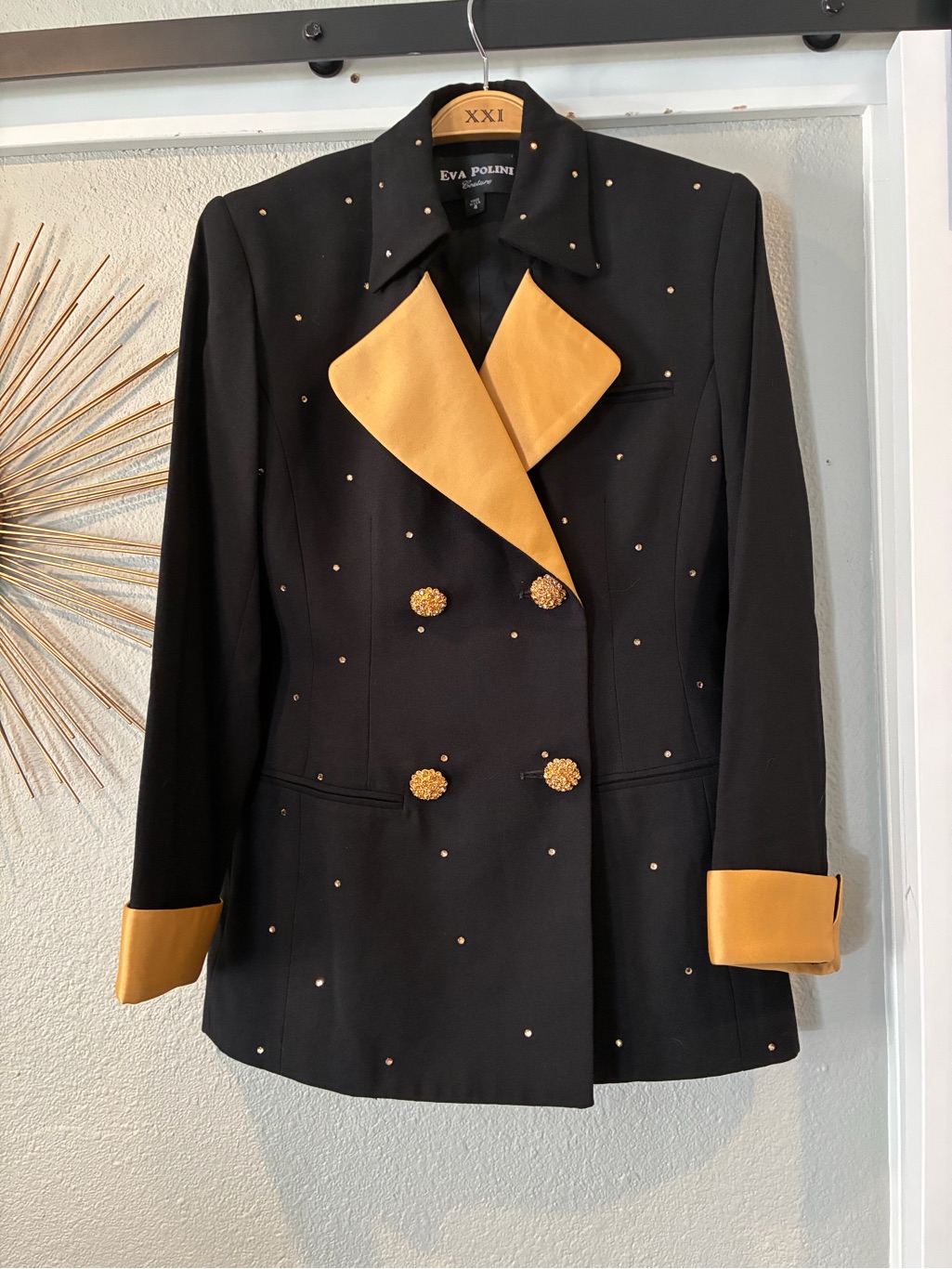 Black And Gold Double-Breasted Blazer Jacket